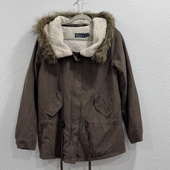 Costa Blanca Jackets & Blazers - Costa Blanca Brown Utility Jacket with Faux Fur Hood